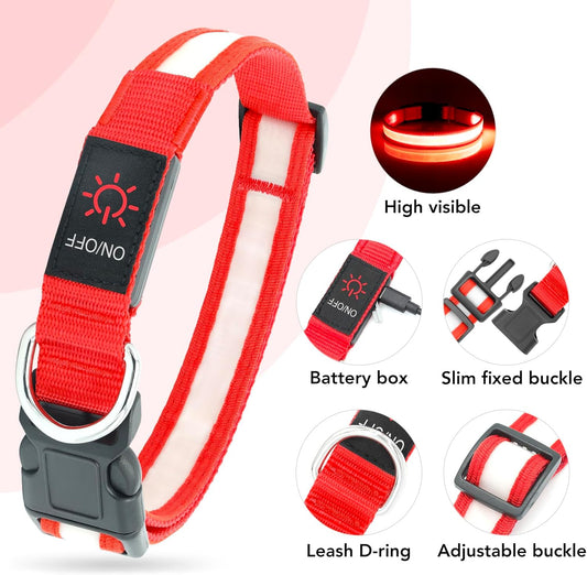 Illuminate Your Night Walks with the Adjustable USB Rechargeable LED Dog Collar!
