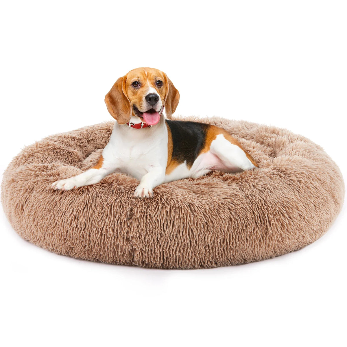 Cloud Donut Dog Bed – Plush Faux Fur, Washable & Non-Slip (Medium to Large Dogs)