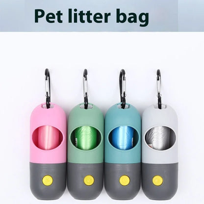 Glow Walk Poop Bag Dispenser with LED Light – Clips to Any Leash