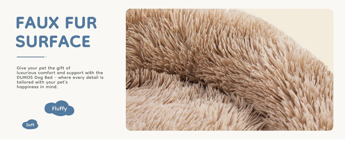 Cloud Donut Dog Bed – Plush Faux Fur, Washable & Non-Slip (Medium to Large Dogs)