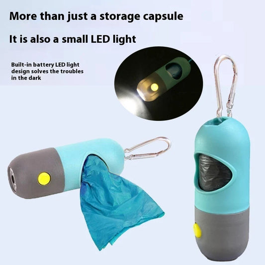 Glow Walk Poop Bag Dispenser with LED Light – Clips to Any Leash