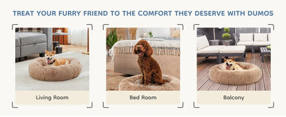 Cloud Donut Dog Bed – Plush Faux Fur, Washable & Non-Slip (Medium to Large Dogs)