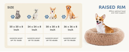Cloud Donut Dog Bed – Plush Faux Fur, Washable & Non-Slip (Medium to Large Dogs)