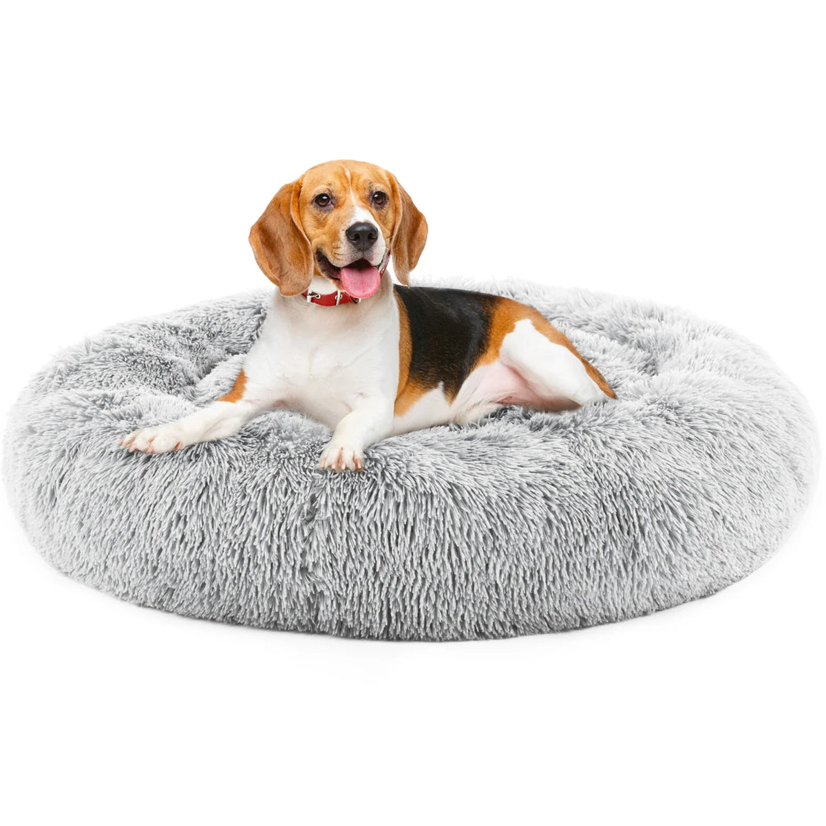 Cloud Donut Dog Bed – Plush Faux Fur, Washable & Non-Slip (Medium to Large Dogs)