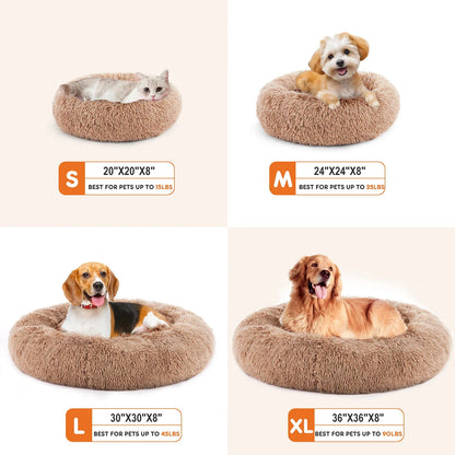 Cloud Donut Dog Bed – Plush Faux Fur, Washable & Non-Slip (Medium to Large Dogs)