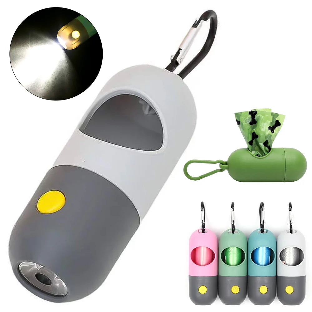 Glow Walk Poop Bag Dispenser with LED Light – Clips to Any Leash