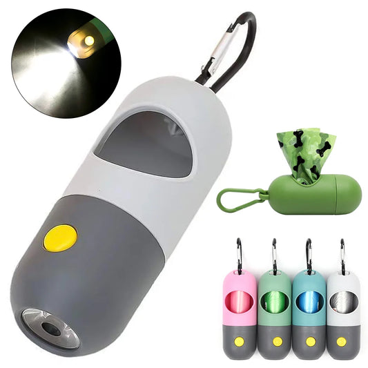 Glow Walk Poop Bag Dispenser with LED Light – Clips to Any Leash
